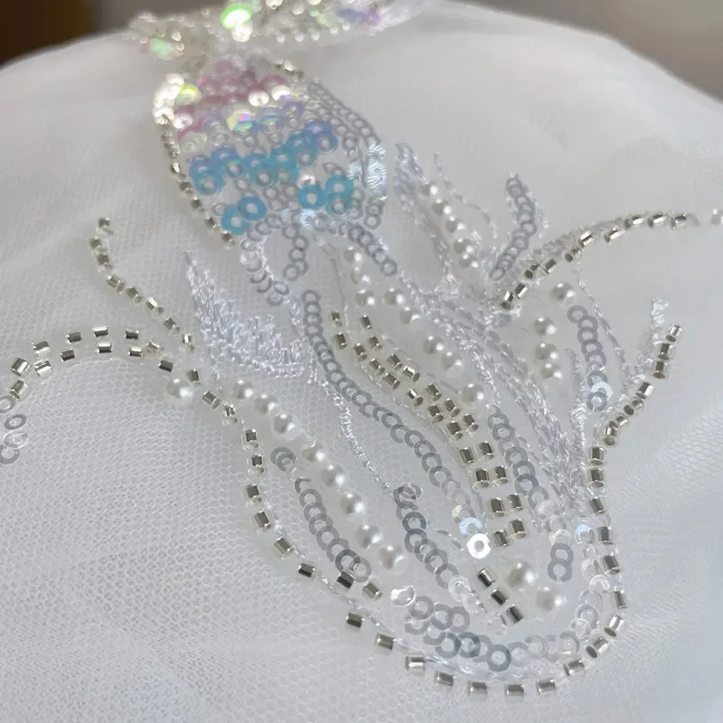 16PCS=1Set Beaded Mermaid, Scallop, Conch, Seahorse Patch 3D Applique for Children\'s Clothing Decoration DIY New Product .