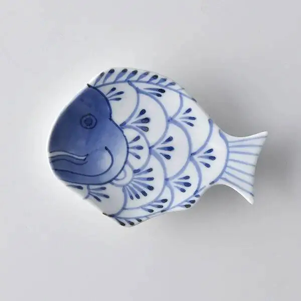 In Stock: Three Types Of Japanese Imported Arita-Yaki Hand-Painted Fish-Shaped Dishes, Ceramic Small Plates, Japanese-Style
