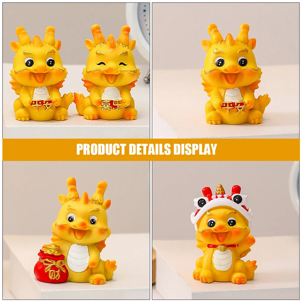 5Pcs Resin Dragon Decor Miniature Figurines Creative Design for Car Home Garden Adornment Mini Resin Dragon Statues