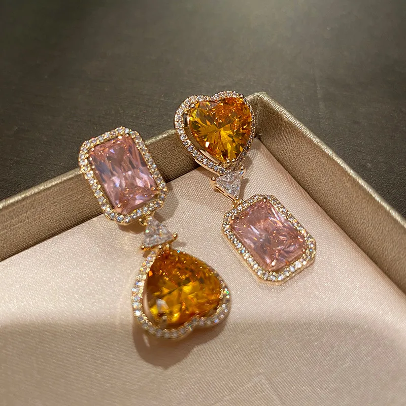 New Fashionable Fringed Zircon Long Earrings