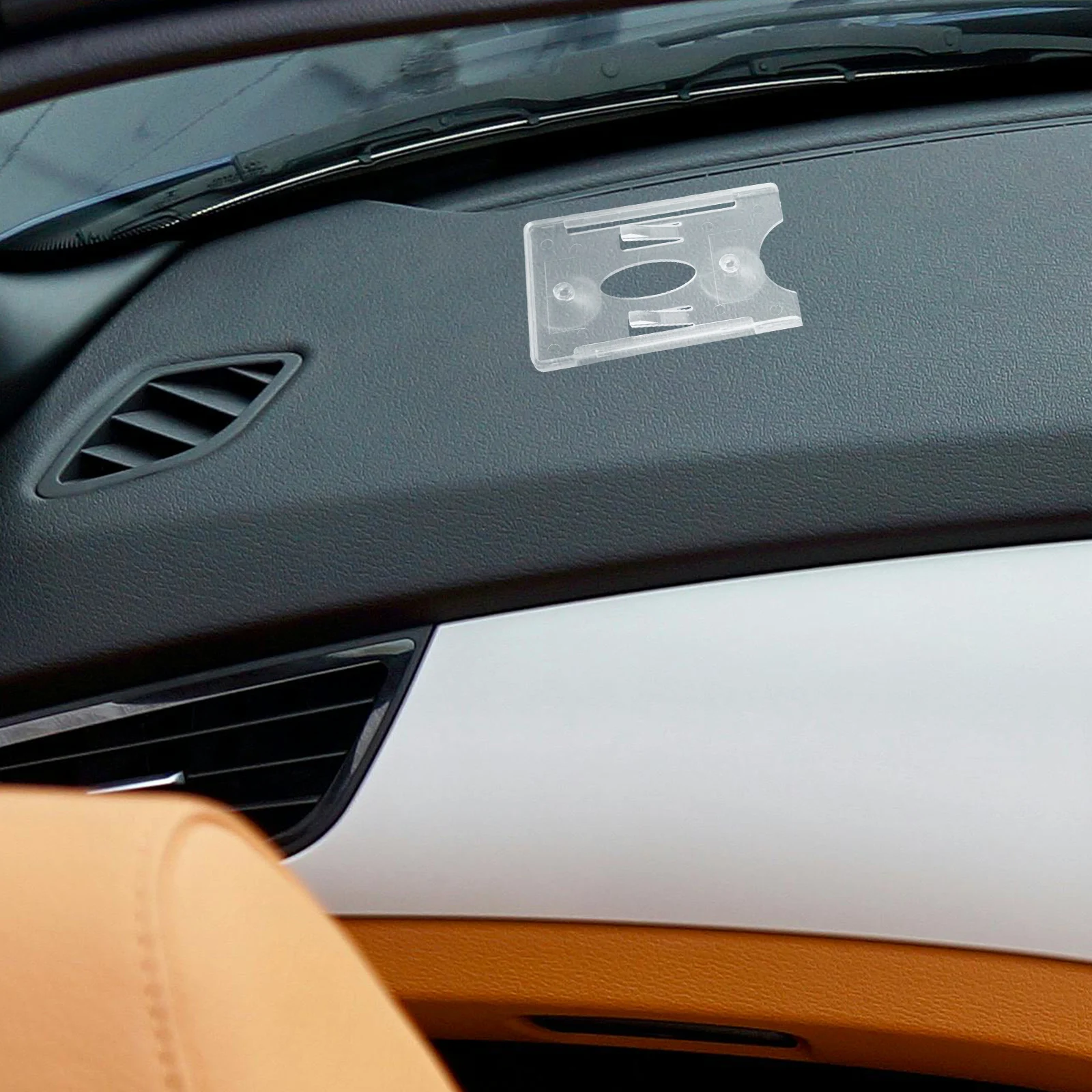 

4pcs Clear Plastic Id Badge Holder Windshield Car Parking Permit Sturdy Suction Mount Universal Multifunctional Transparent Hard