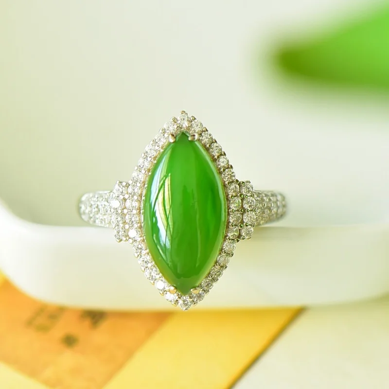 SGARIT Retro Hetian Jade Ring Bride Jewelry Charm Girl 925 Sterling Silver Elegant Wedding Party Accessories Gifts
