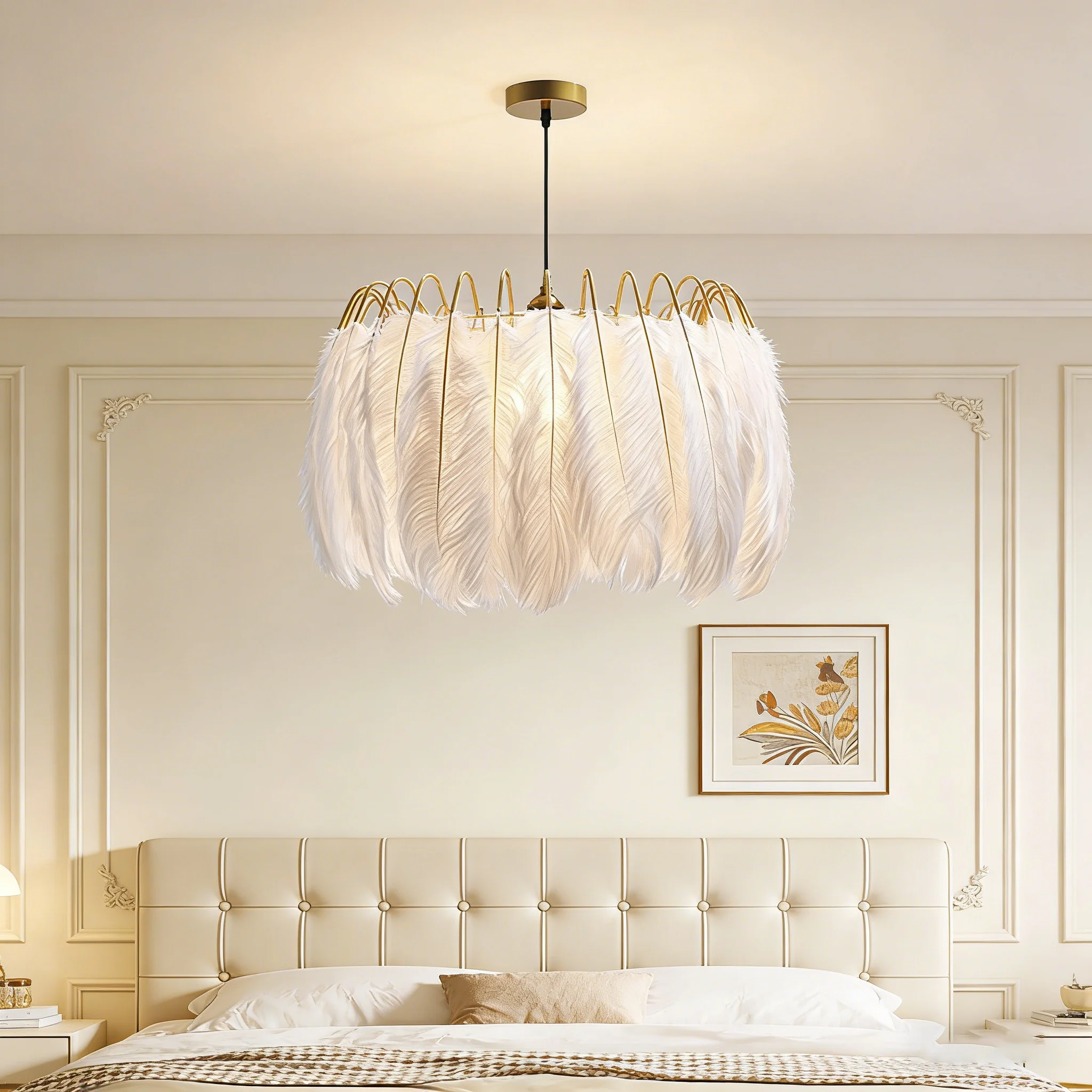 

Nordic Feather Lamp Pendant Light Chandelier for Dining Room Living Room Bedroom Drop Lighting Feather Home Decor