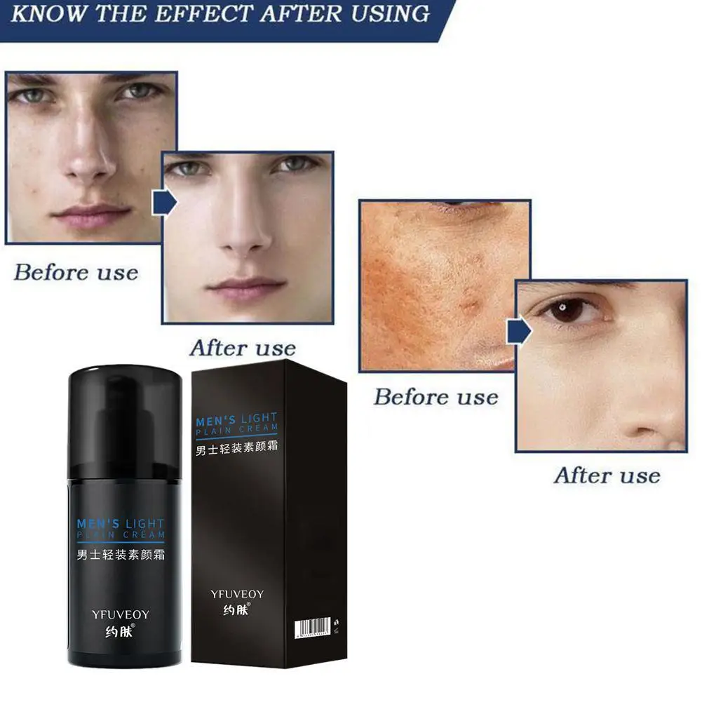 Mannen Bb Crème Gezichtscrème Natuurlijke Whitening Huidverzorging Concealer Gezichtsverzorging Base Mannen Effectieve Make-Up Foundation Huidskleur