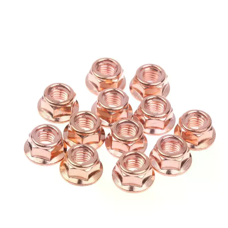 /PFU/M8 Copper-plated Head Stud Lock Nuts Copper Bolt Screw Bolt Screw Turbo Exhaust Stud Hex Copper Exhaust Nuts 12/50Pcs