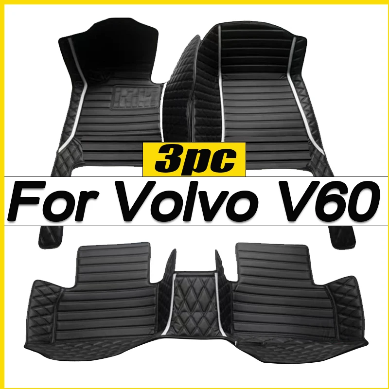 Car Mats For Volvo V60 2018~2022 Luxury Leather Foot Mat Auto Interior Parts Carpet Protective Floor Durable Rug Car Accessories