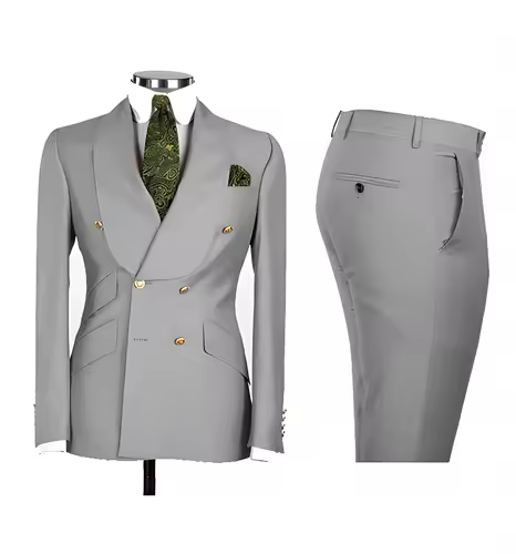 Light Blue Men's Suits Chic Double Breasted Blazer Peak Lapel Elegant Formal Set Male 2 Piece Jacket Pants Wedding Groom Tuxedos - Image 18