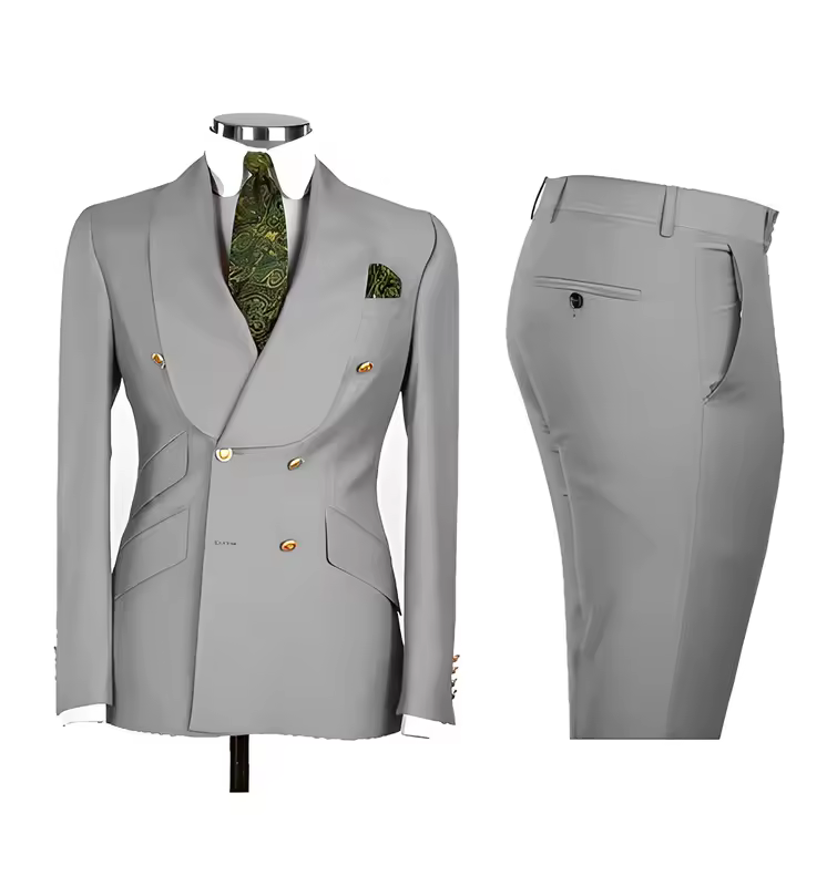 Light Blue Men's Suits Chic Double Breasted Blazer Peak Lapel Elegant Formal Set Male 2 Piece Jacket Pants Wedding Groom Tuxedos - Image 18