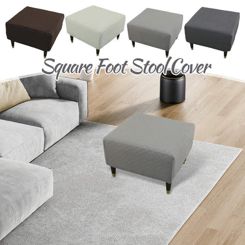 

Stretch Jacquard Square Ottoman Covers Elastic All-inclusive Square Low Stool Pouffe Footstool Cover Protector New