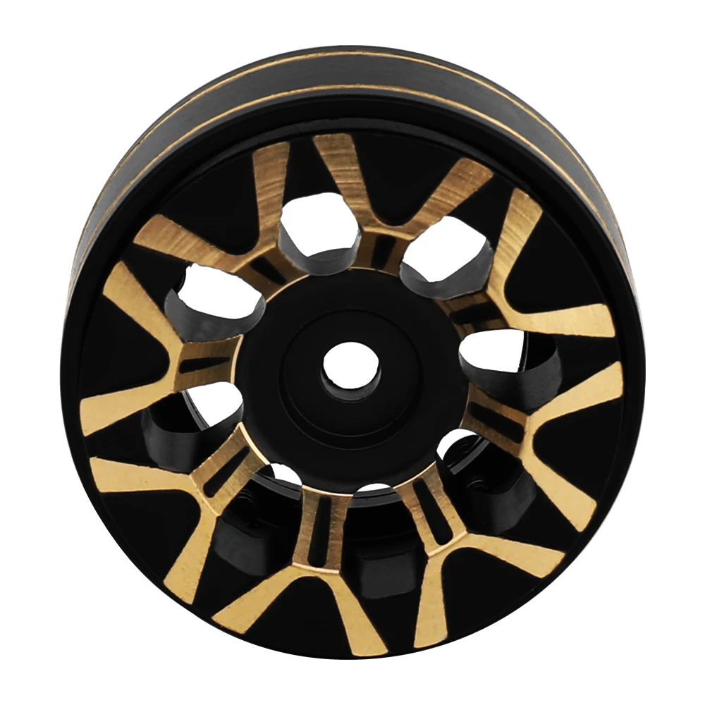 Black 1/4pcs 1.0 Inch SCX24 Brass and Metal Wheels for 1/24 Axial SCX24 90081 C10 AX24 1/18 TRX4m RC Crawler Car Upgrade Parts