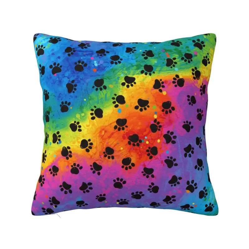 

Luxury Colorful Animal Footprint Dog Paw Prints Cushion Cover 45x45cm Polyester Pillow Case for Car Square Pillowcase Home Decor