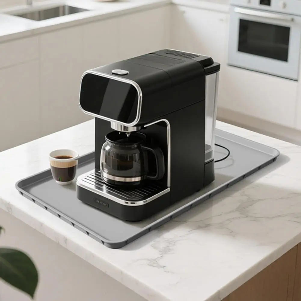 Anti-slip Coffee Mat Modern Kitchen Decor Multifunctional Silicone Coffee Bar Mat Solid Color Drying Mat Set for Espresso