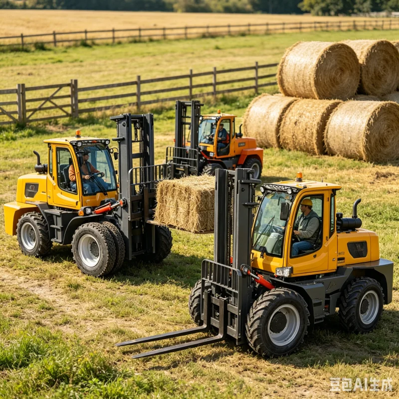Four Wheel Drive Electric Forklift For United States With Fast Charge System And Heavy Duty Tires For Orchard And Vineyard Work