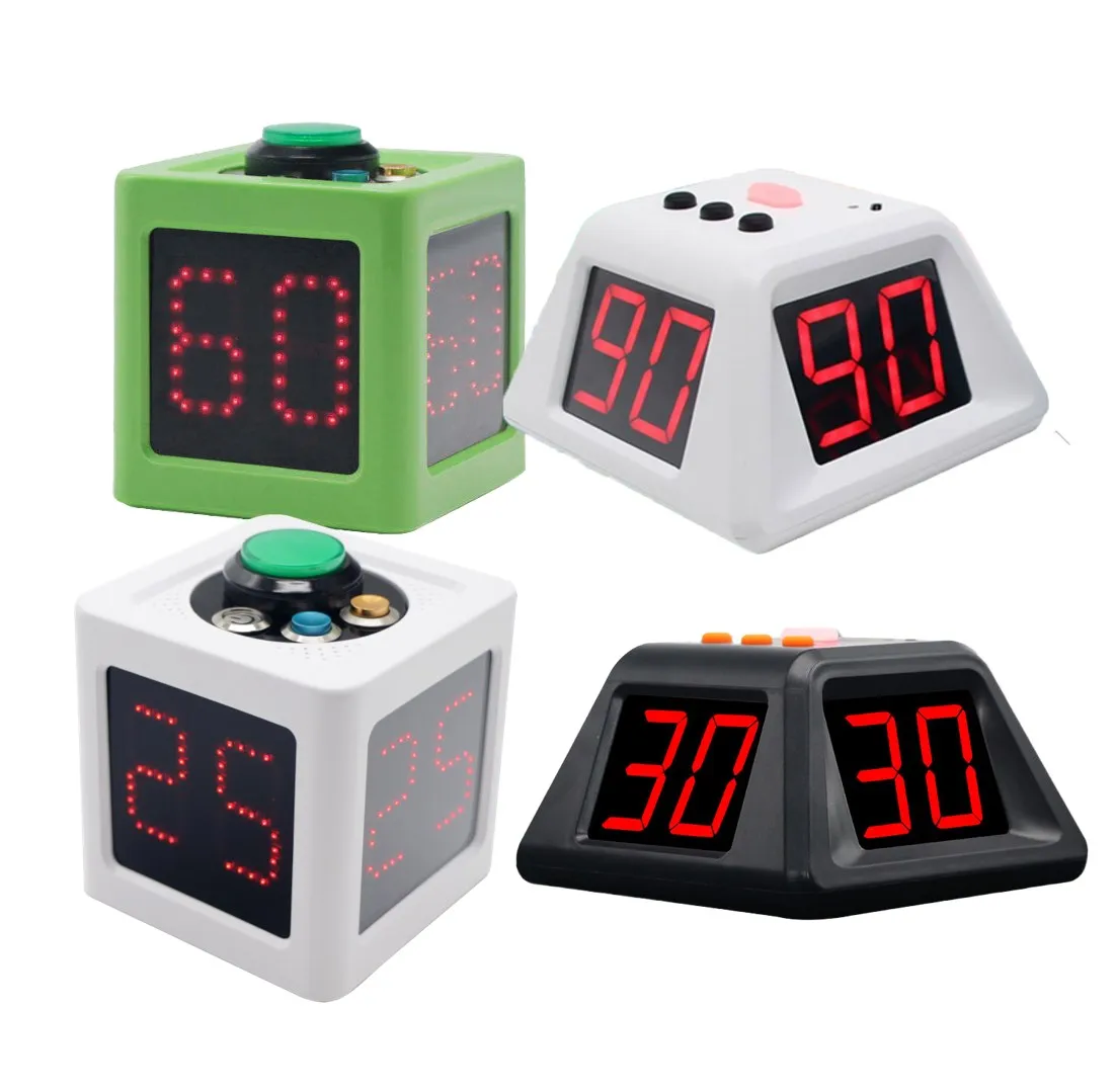 YIZHI Desktop Cube 4-sided LED Display Rechargeable Battery Power Poker Timer Countdown Chess Shot Clock for Mahjong Board Games