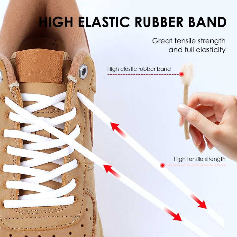 1Pair No tie Shoelaces Semicircle Shoe Laces For Kids and Adult Sneakers Elastic Shoelace Quick Lazy Metal Lock Laces