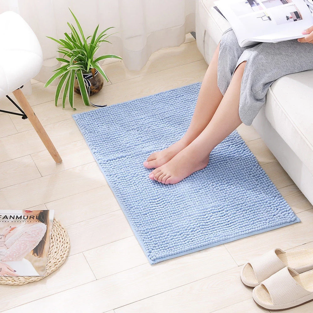 Bathroom Toilet Door Absorbent Floor Mat Chenille Super Soft Carpet Bedroom Non-Slip Pad Bath Rug Bathroom Mat Machine Washable