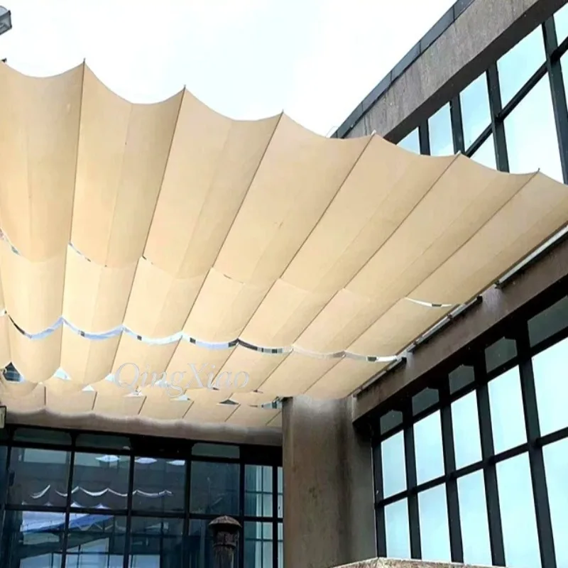 2x4.2m Outdoor Manual Retractable Awning Foldable Sun Shade Canopy for Patio Garden Balcony Deck Waterproof Can Be Customized