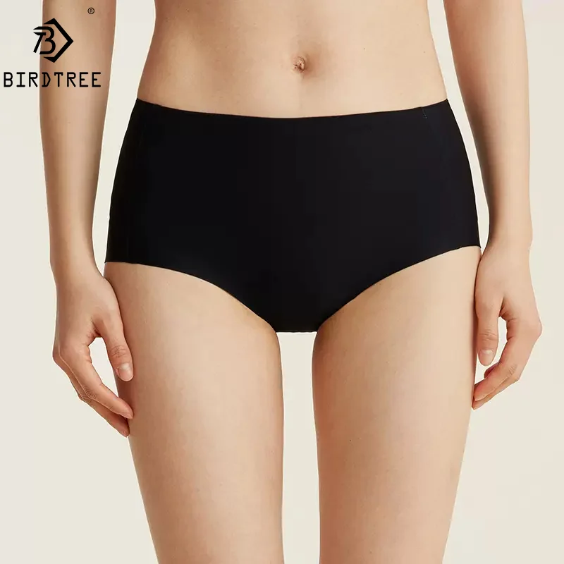 

BirdTree Crotch 90% Mulberry Silk Briefs, Women Mid Waist, Breathable Seamless Skin Friendly Panties, 2024 Spring New P41921QM