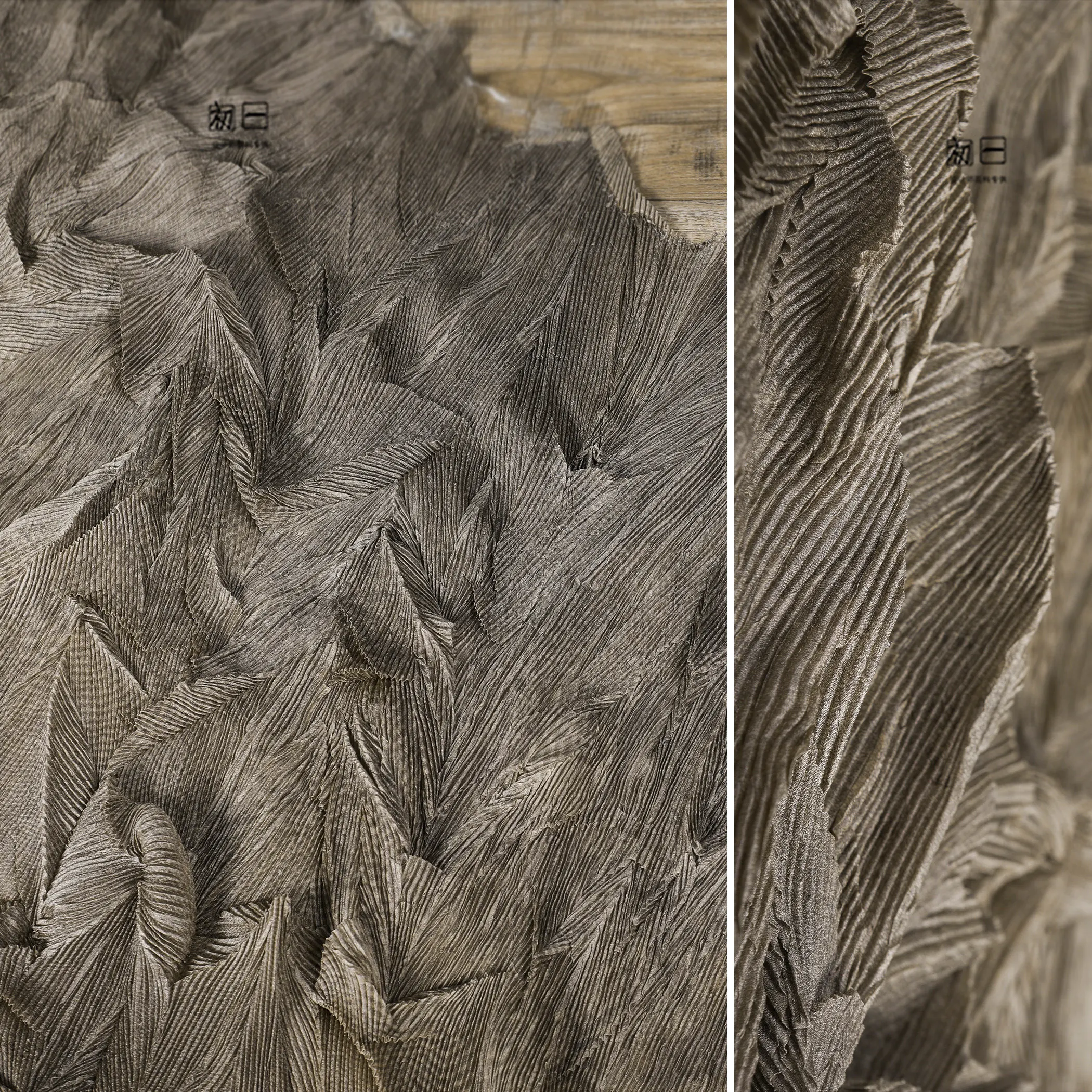Coffee Color Bronzing Louver Pleated Texture Cloth Prints Decorative Painting Irregular Pleated Clothing Designer Cloth