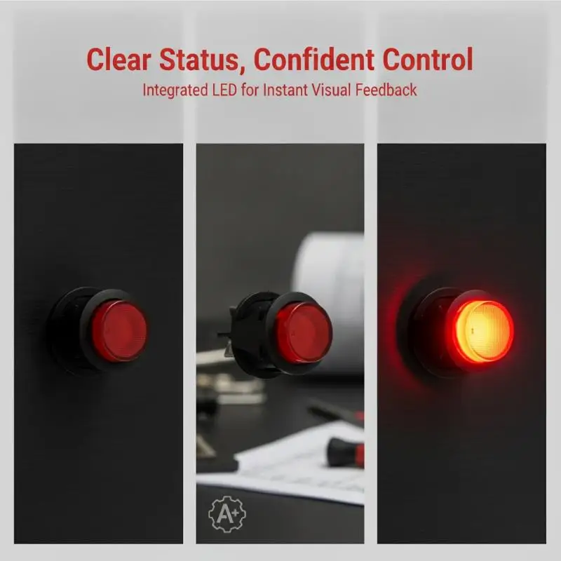 Red Illuminated Push Button Switch Durable Plastic Housing Easy Install 110V 220V for Household Lighting Circuit Control