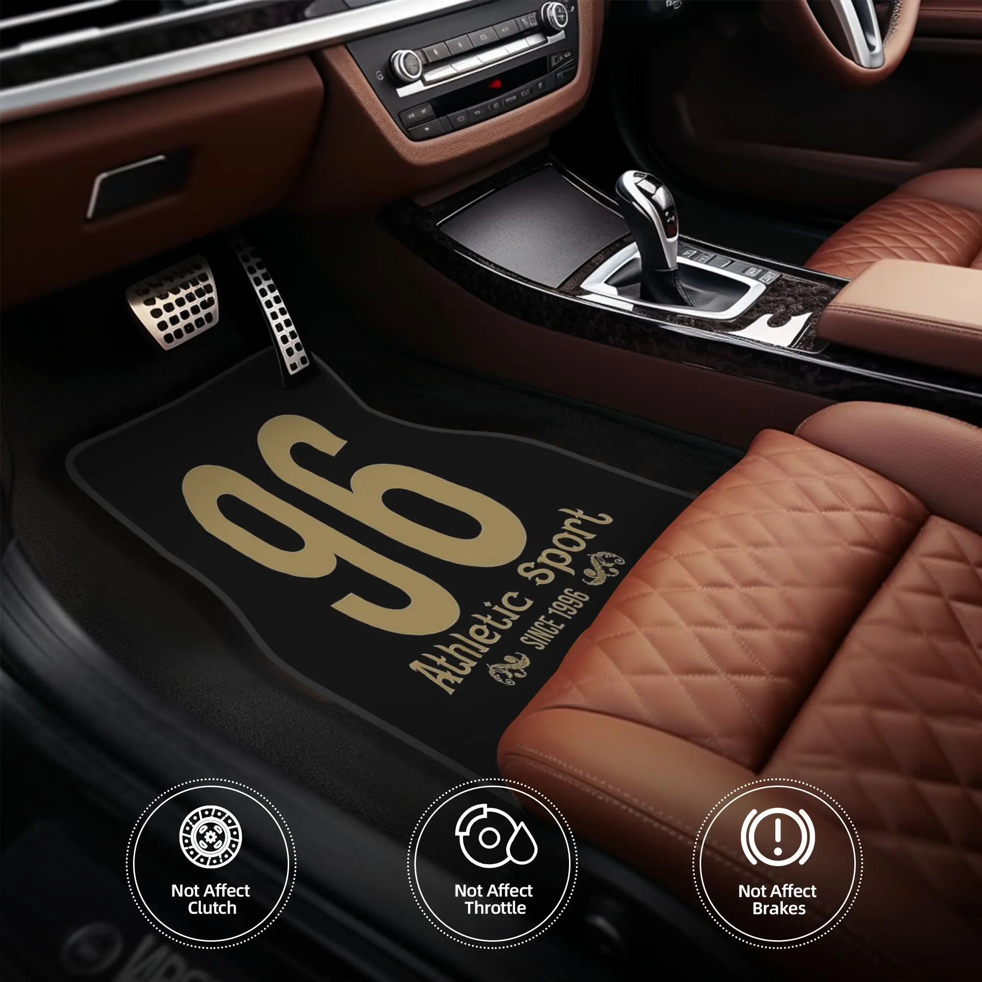 4pcs Athletic Sports Apparel Since 1996 Pillow Car Floor Mats, Durable, Fit For Cars, Ideal Gift, Vehicle Interior Mats, Playful