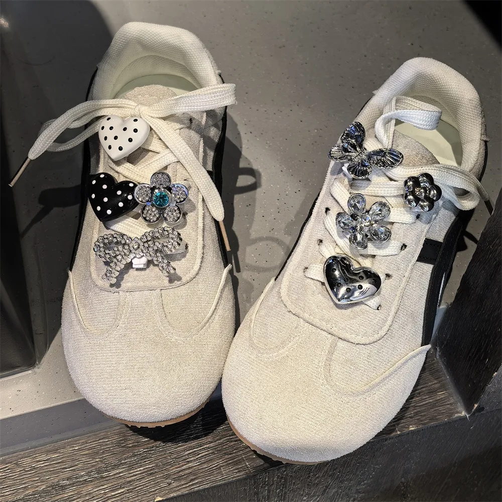 Bling Rhinestone Butterfly Heart Shoe Charms Detachable Shoe Clips Ornament for Sneakers Canvas Shoes Decor Accessories 1 PCS