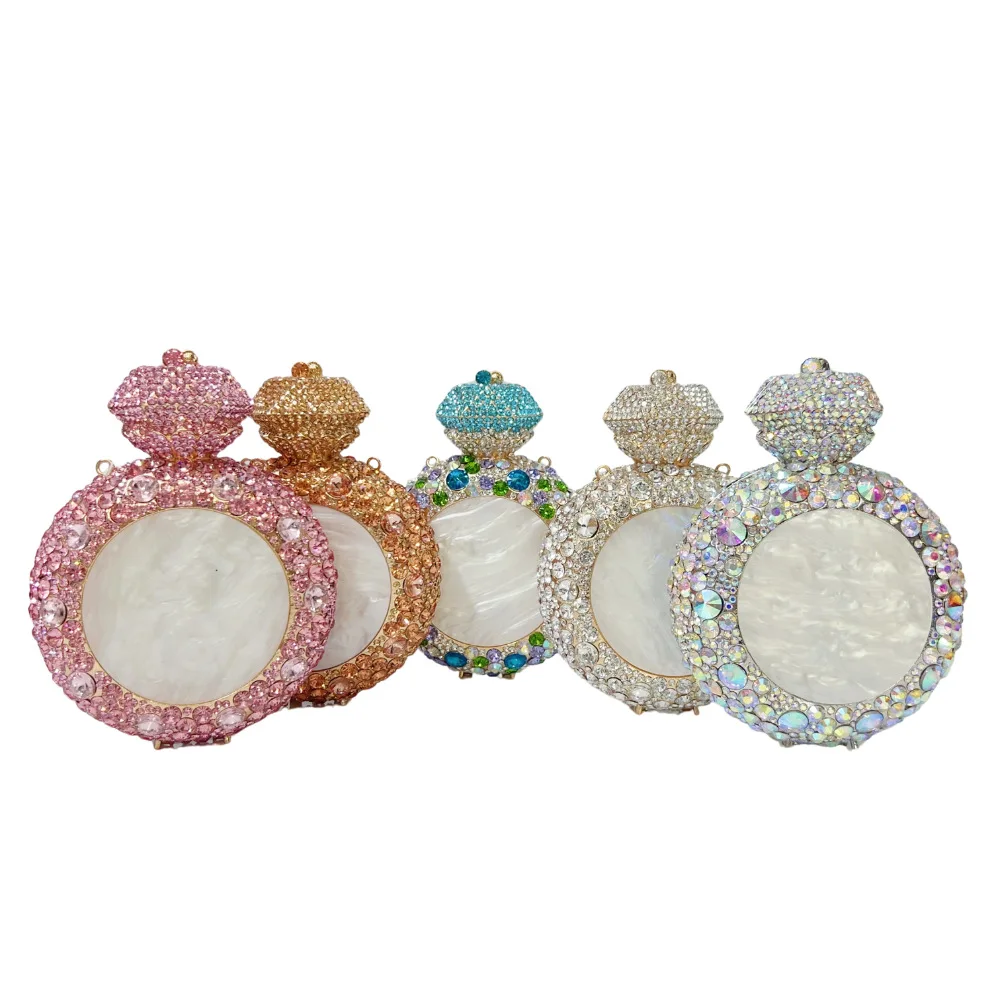 Shell Crystal Round Shell Diamond Dinner Bag Perfume Bottle Diamond Handbag Women's Purses Handbags Vestido De Noche Fiesta Lujo