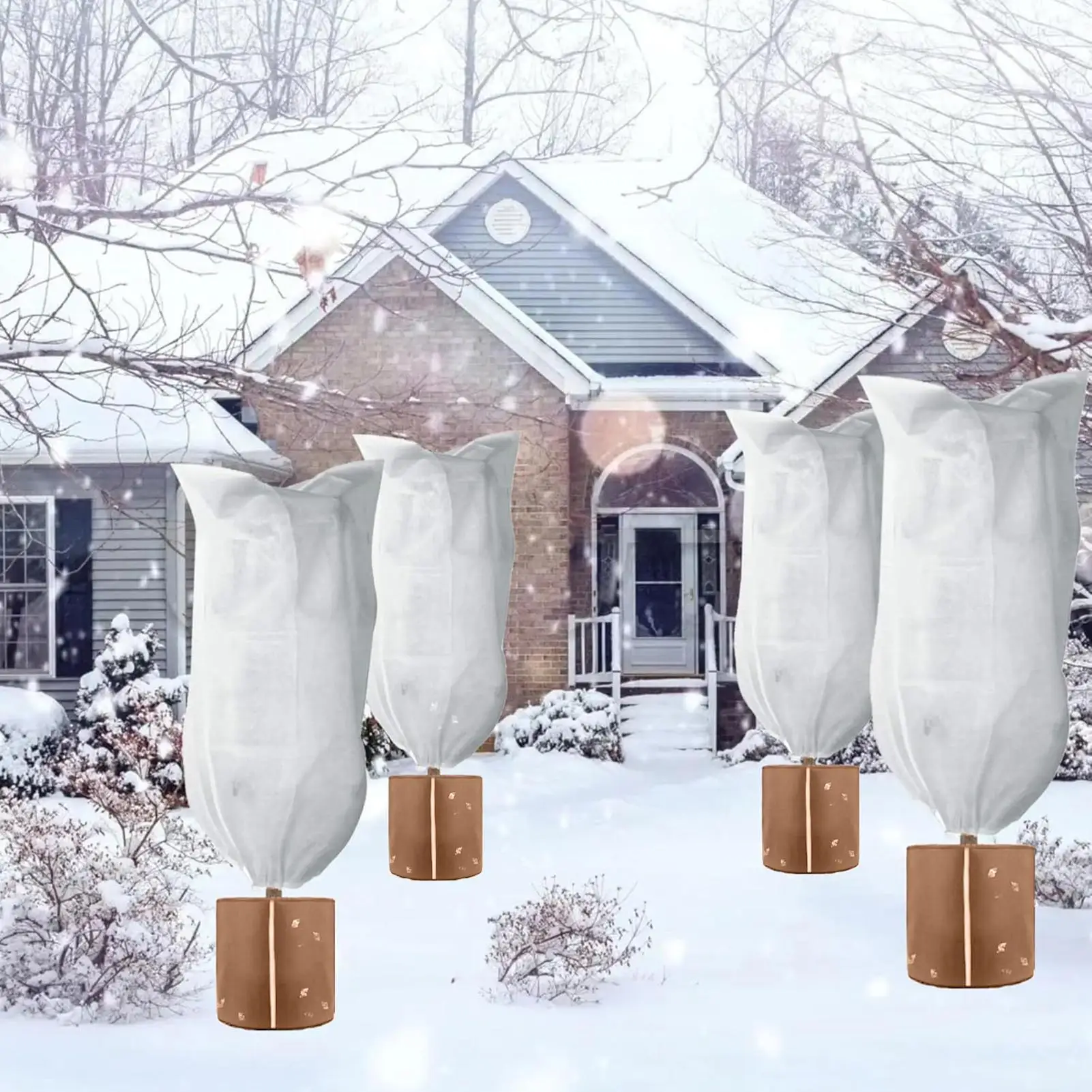 Plant Freeze Protection Cover Plant Covers For Winter With Drawstring And Zipper Protector Shade For Grass Vegetable Lawn Tomato