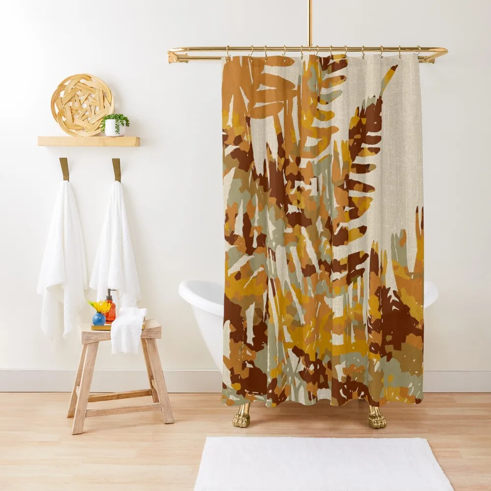 

Vintage Fern Linen Shower Curtain Bathtub Elegant Bathroom Bathroom Shower Set Anti-Mold Waterproof Shower Curtain