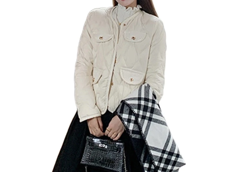 Winter Lightweight and Warm Women's Elegant Lapel Fashionable Casual Down Cotton Jacket