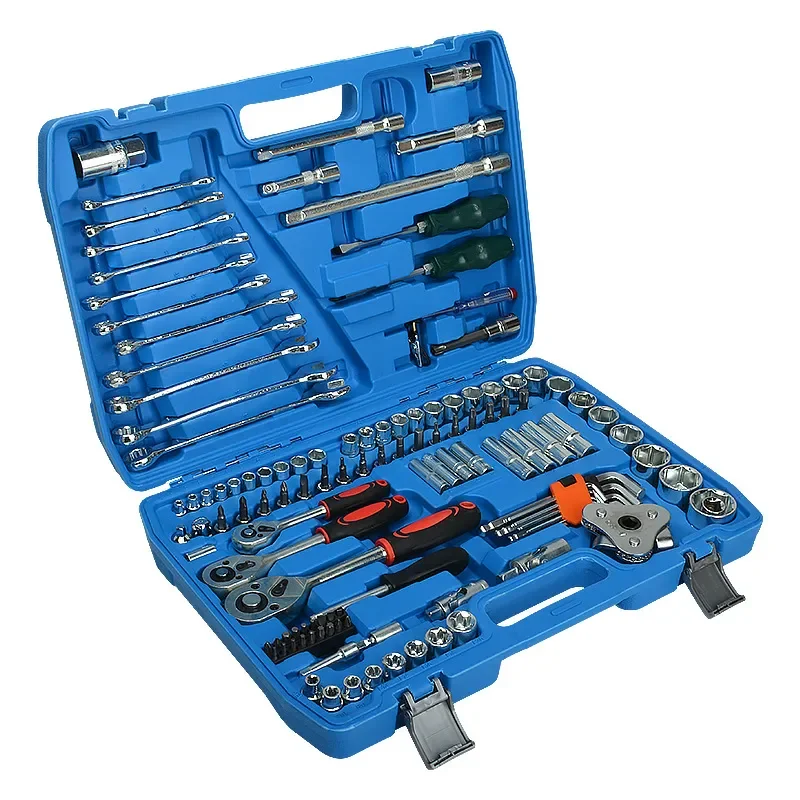 216 Pcs Industrial Repair Tool Set Multi Function Hardware Kit for Home Auto Maintenance Durable Wrench Socket Combo