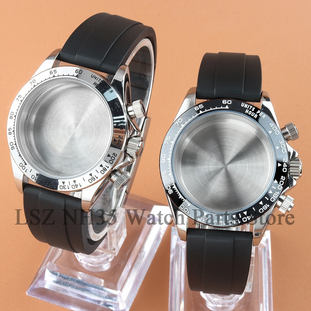 Fit VK63 Chronograph 40mm Watch Case High-quality Solid Steel Rubber Strap For Daytona VK63 VK64 Movement 29mm Dial Waterproof