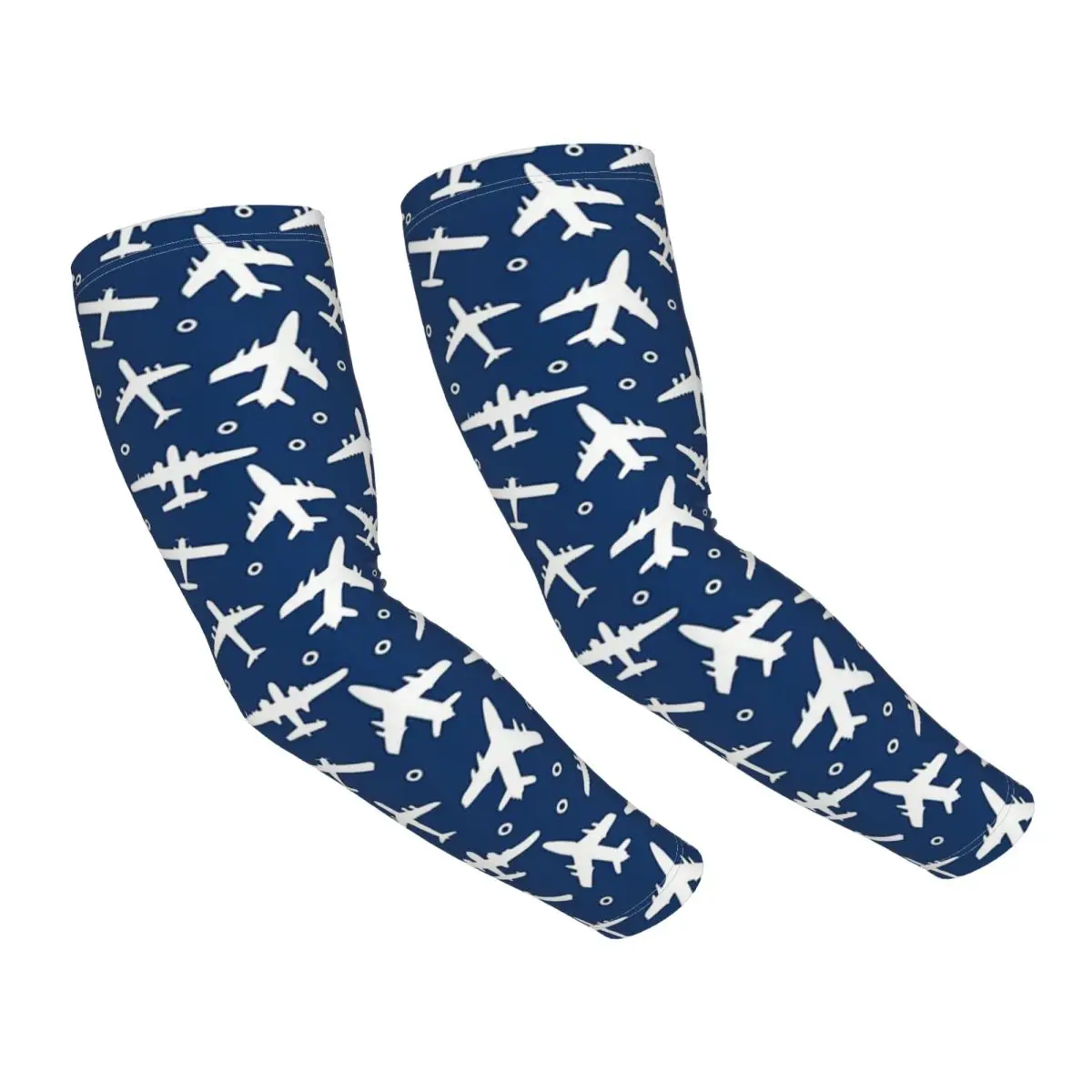 

Random Airplanes Pattern Outdoor Arm Sleeves Sun UV Protection Cover Summer Ice Silk Cycling Tattoo Sleeves