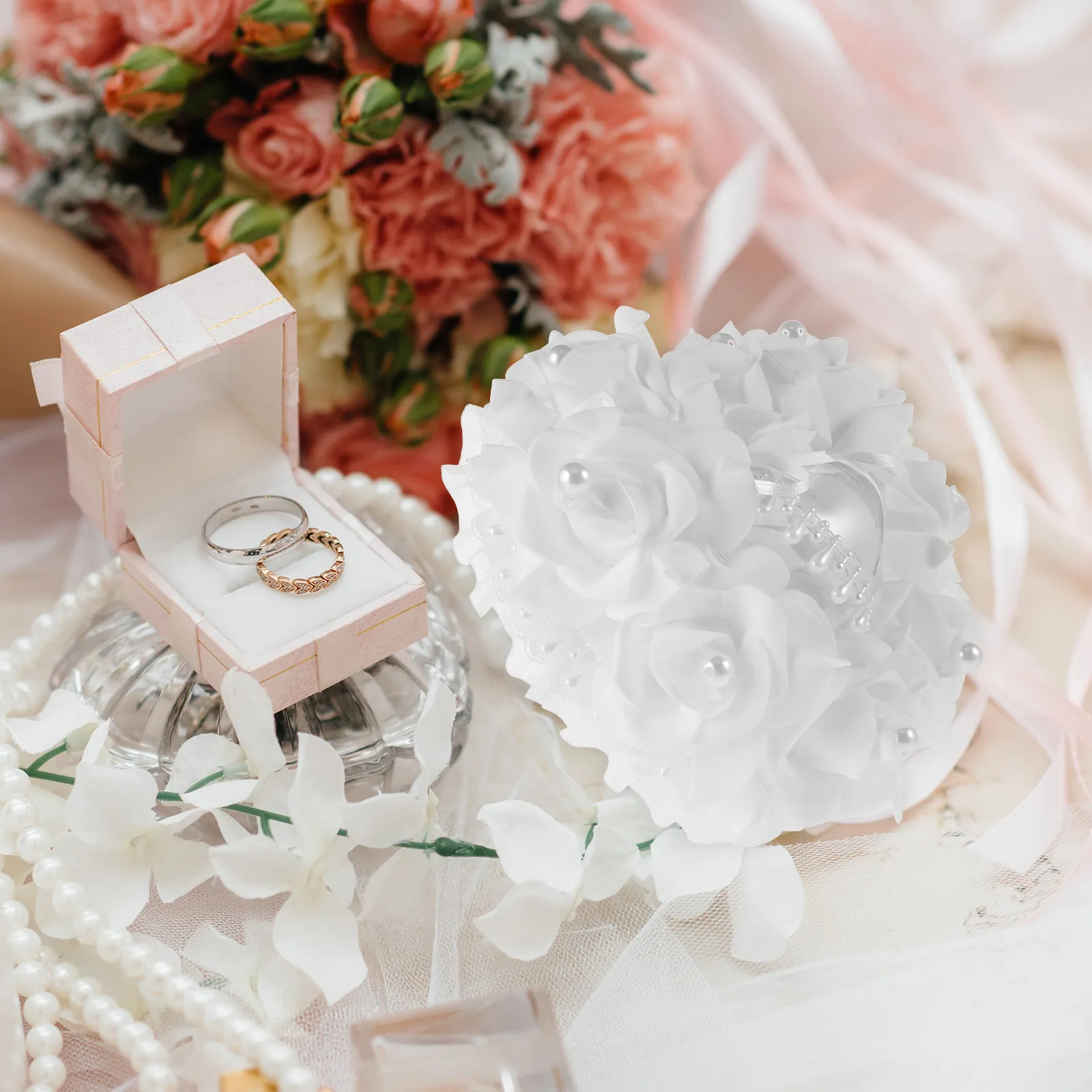 

Музыкальная подушка-сердце для колец, маленькая, легко переносимая, для помолвки, свадьбы, вечеринки, романтический держатель для колец, украшенный, для невесты