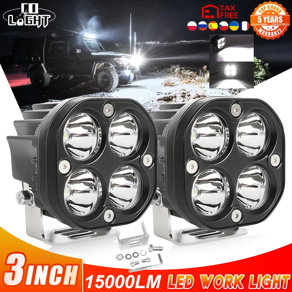 

CO LIGHT 3inch Led Spot Work Light 12V 24V Fog Lights Driving Offroad 4X4 4WD Led Spotlight for Truck Car ATV SUV ATV UAZ Moto