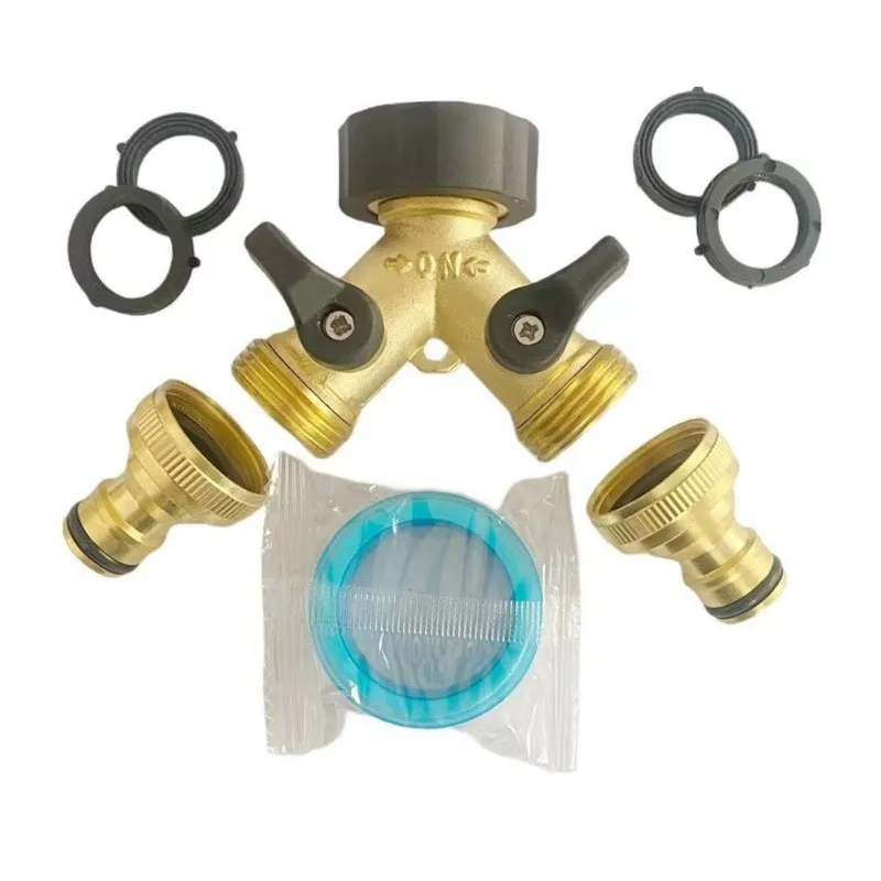AB41-Divider One Split Two Y-Shaped Diverter Brass Garden Ball Valve 3/4 Inch Three Way Water Division