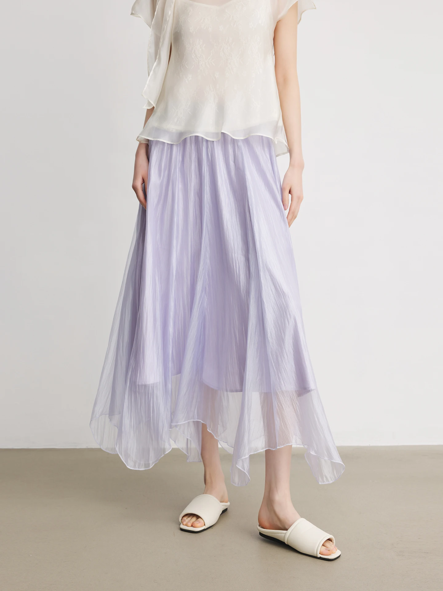 

Женская эфирная юбка Annata, фиолетовая, с лепестковым узором, А-силуэт, длинная летняя юбка с высокой талией, из полиэстера и нейлона, ручная глажка