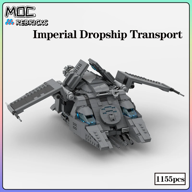 Space War MOC IDT Dropship Transport Carrying Soldiers Starship Building Block Model Sets DIY Children's Toys Christmas Gifts