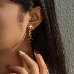 Personalized Star Custom Names Earrings for Women High-End Stainless Steel Jewelry Hoop Earrings Birthday Accessories Girl Gift