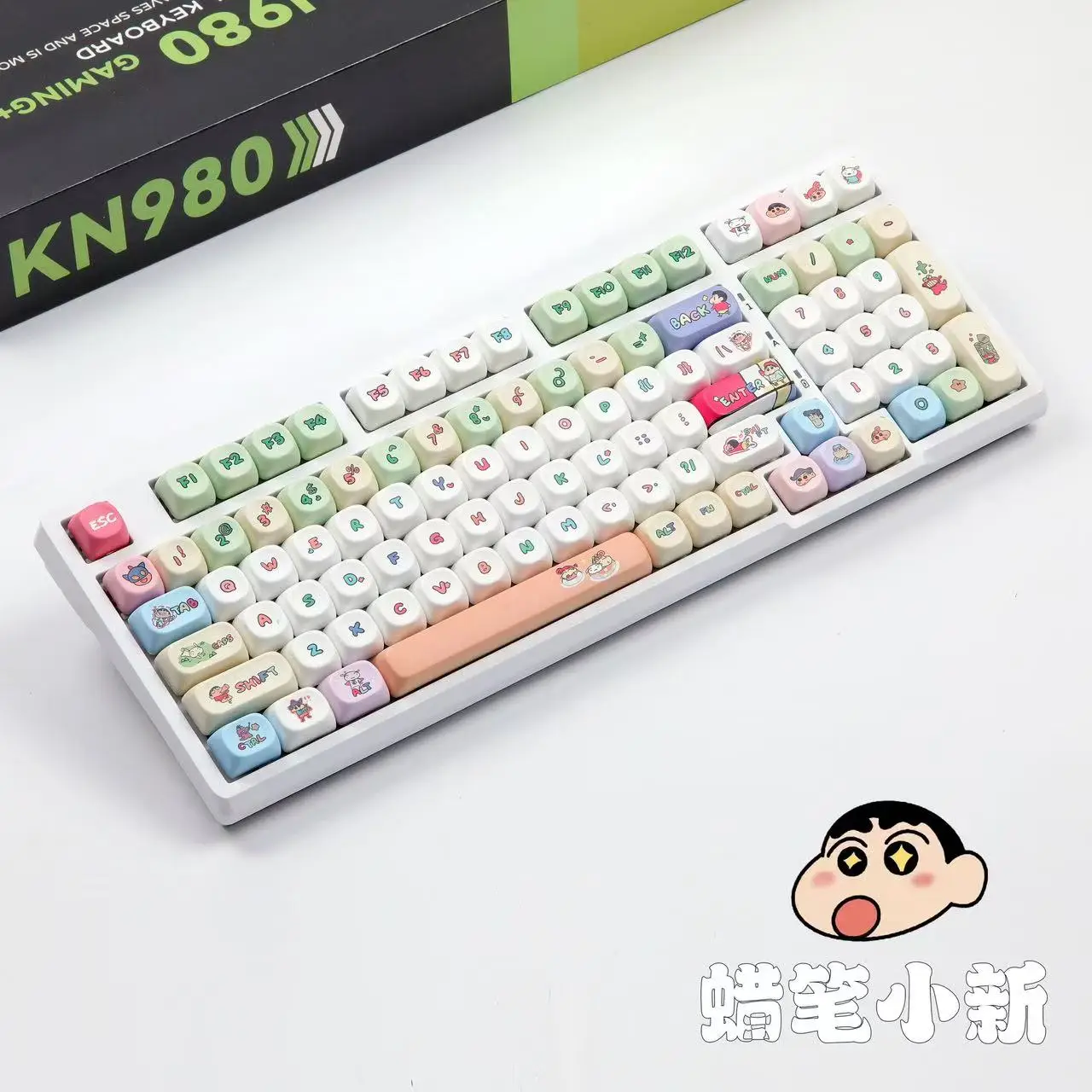 Cartoon Mechanical Keyboard 98 Keys Tri-mode 2.4G Wireless Bluetooth RGB Office Learning Gasket Hot-swappable Gaming Keyboard