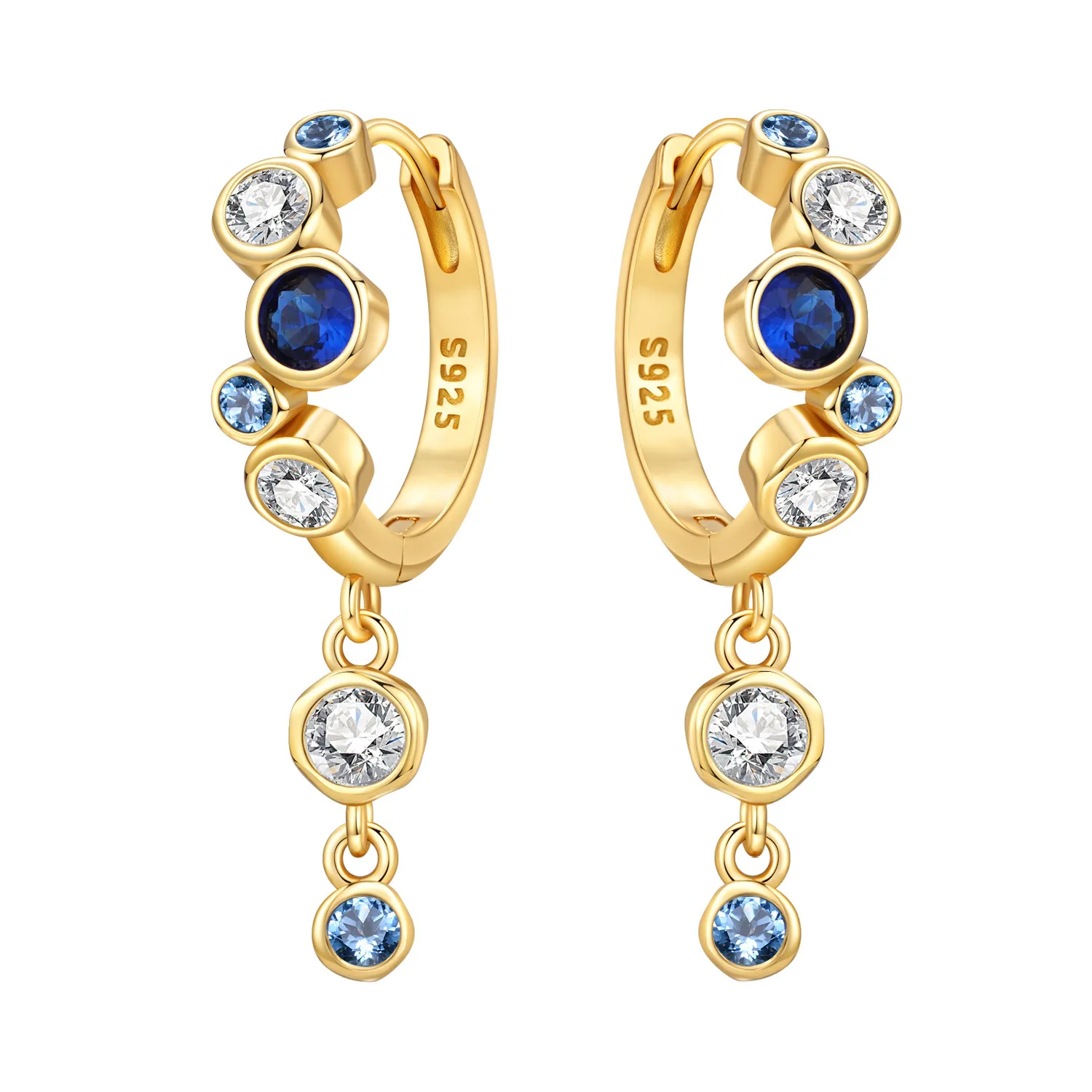 

PANPOKI 925 Sterling Silver Gradient Blue Bubble Drop Earrings Women Earrings Charm Fashion Versatile Party Jewelry Gifts