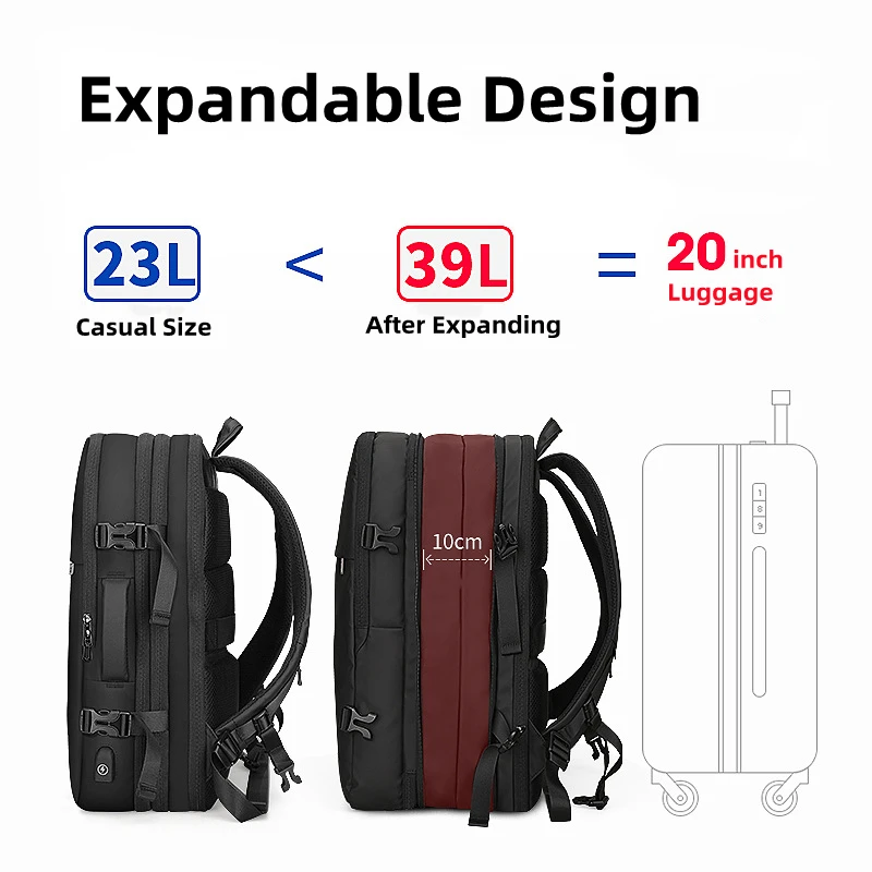 Mark Ryden Backpack Fit 17 Inch Laptop USB Charging Multi-layer Space Travel Bag Business Male Anti-Theft Mochila