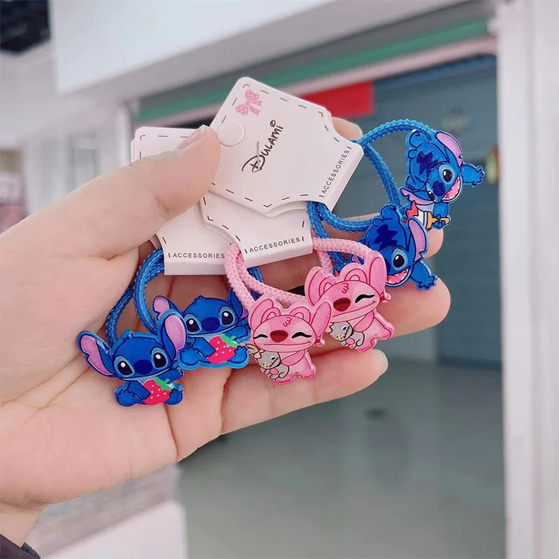 Cute Stitch Cartoon Little Rubber Band Girls Children\'s Acrylic Hair Band Headband Does Not Hurt Hair Baby Hair Accessories