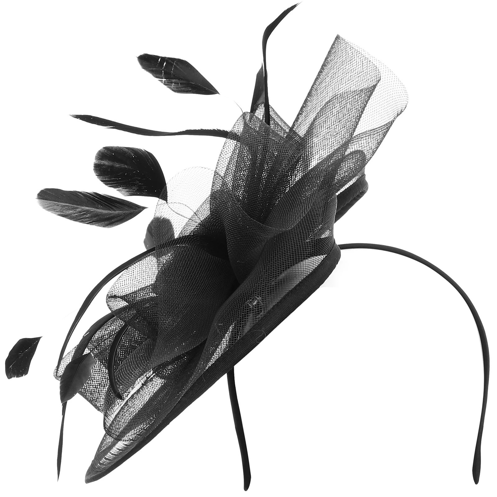 

Retro Bride Fascinator Headband Women Hat Tea Party Wedding Black Decor Small Bridal Hair Clips Elastic Comfort Accessories