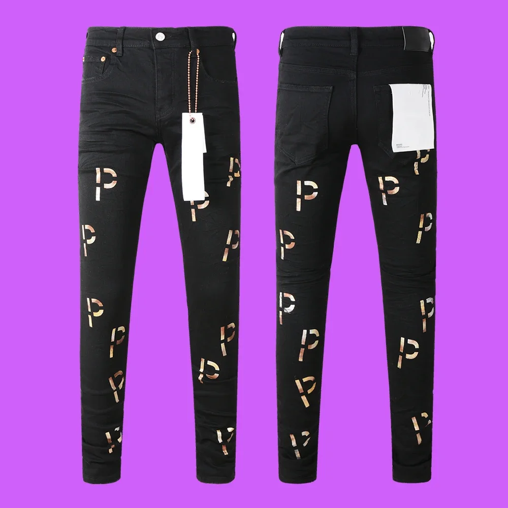 Purple roca brand Jeans Straight Black Dirty Vintage White Paint Low Rise Skinny Jeans High Street Destroy Wash pants