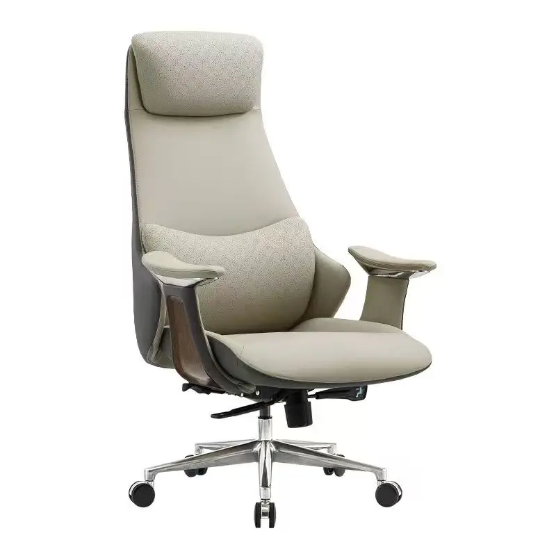 Luxury PU Leather Ergonomic Executive Office Chair With 360 Swivel Height Adjustable Reclining Feature Modern Aluminum Frame