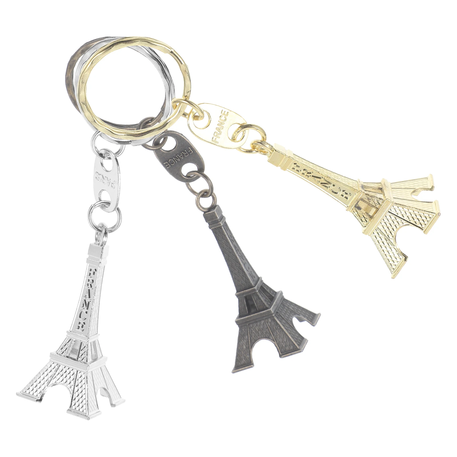 

Eiffel Tower Keychain 3 Pcs Large Beads Women Car Keyring Pendant Backpack Gifts Zinc Alloy Durability Elegant Style