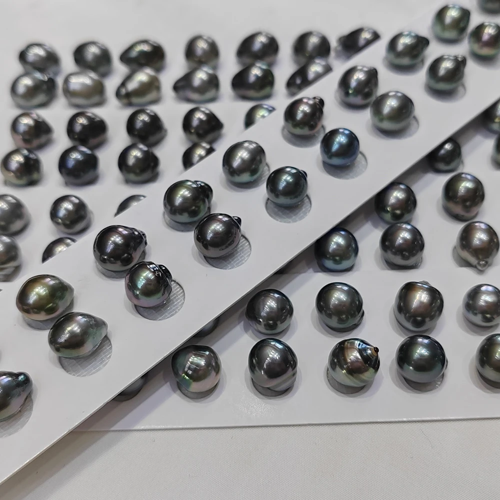 Cost-effective Natural Tahitian Black Pearl Pairs Waterdrop Real Tahiti Loose Pearl Beads for Women Earrings Jewelry DIY Making