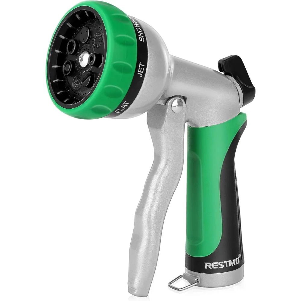 

RESTMO Garden Hose Nozzle, Heavy Duty Metal Water Hose Nozzle with 7 Adjustable Spray Patterns, High Pressure Hand Sprayer with