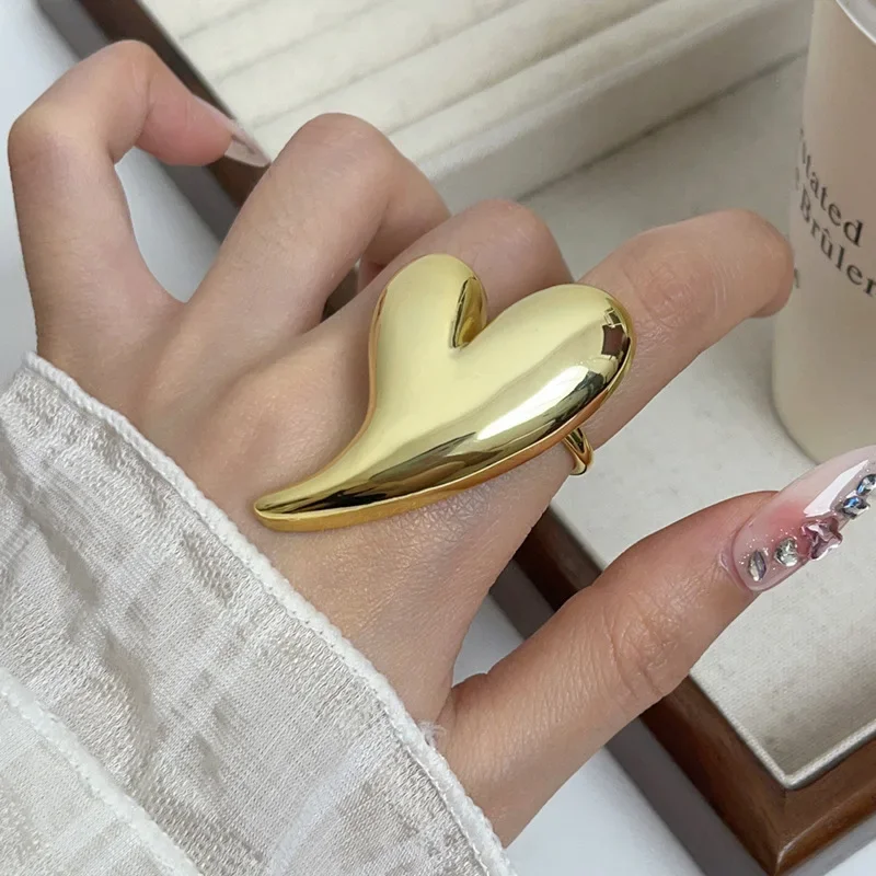 

Irregular love opening plain ring light luxury high sense unique ring